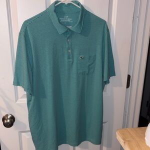 Vineyard Vines Teal Striped Polo Shirt